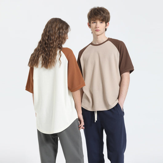 Playera Waffle Contraste Tallas Grandes Manga Corta