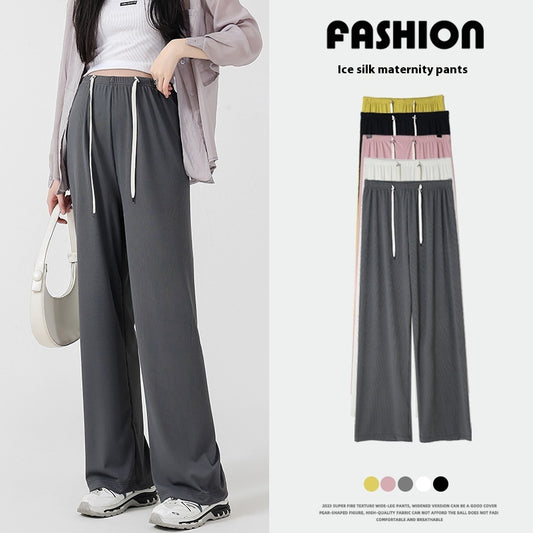 Pantalones Premamá Cómodos de Pierna Ancha sin Cintura Ajustable