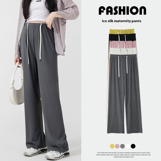 Pantalones Premamá Cómodos de Pierna Ancha sin Cintura Ajustable