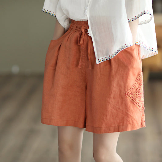 Pantalón Lino Ancho Cintura Alta con Encaje - Comodidad y Estilo Casual - Image 2