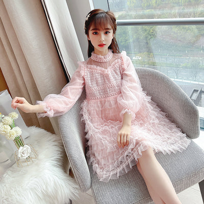 Vestido Infantil de Encaje y Malla Bordada - Image 11