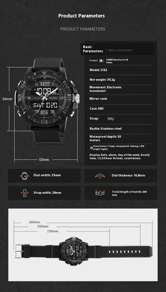 Reloj Deportivo Dual Display Resistente al Agua para Actividades Outdoor - Image 8