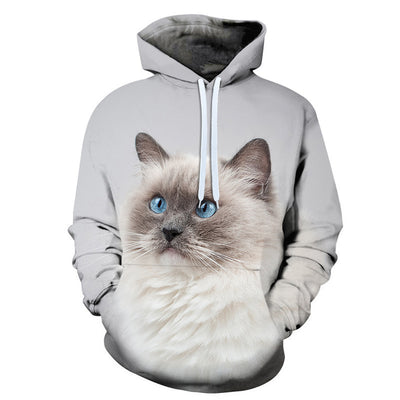 Uniforme de Béisbol Holgado Unisex con Gato Blanco 3D - Estilo Otoñal - Image 8