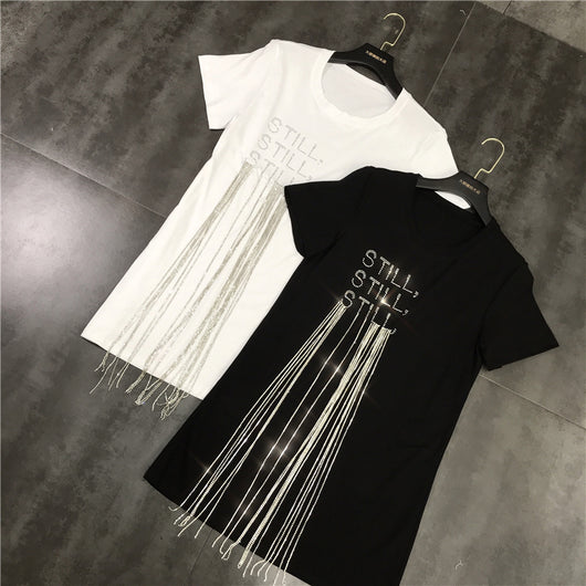 Playera Midi con Strass y Cadena Fringe para Mujer - Image 11