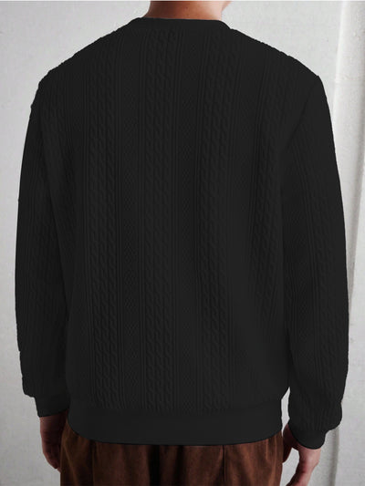 Playera Casual Holgada para Hombre con Cuello Redondo y Textura Jacquard - Image 19