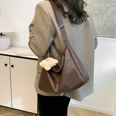 Bolsa Retro para Mujer de Gran Capacidad en Colores Sólidos - Image 3
