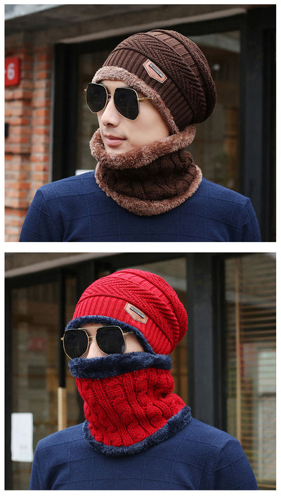 Gorro de Lana Tejida con Bufanda Cruzada Cuello Cálido - Image 15