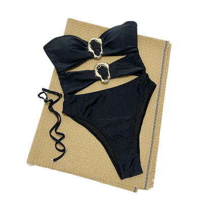 Traje de Baño Enterizo Elegante de Color Sólido para Mujer - Image 5