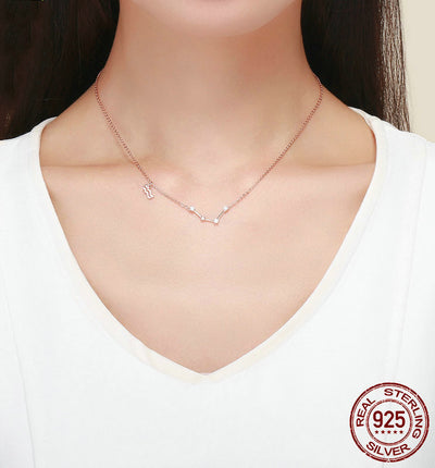 Collar Constelaciones Zodiacales Plata 925 Baño Oro Rosa
