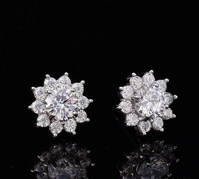 Aretes Girasol para Parejas con Diamante Solitario - Image 3