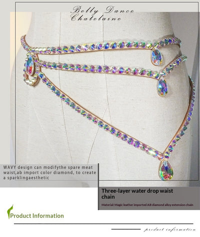 Cinturón de Danza Oriental con Cristales, Cadena Artesanal Pesada para Belly Dance - Image 12