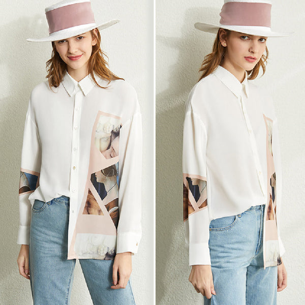 Blusa de Gasa Estampada con Diseño Moderno para Mujer