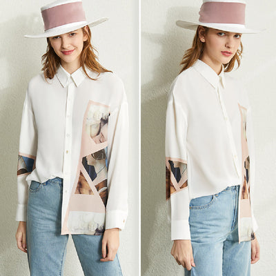 Blusa de Gasa Estampada con Diseño Moderno para Mujer