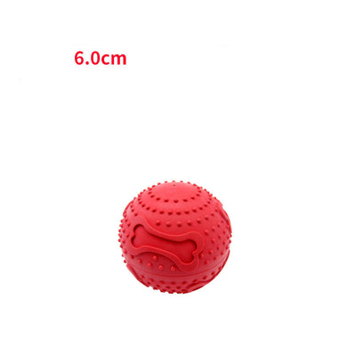 Red rubber pet leaking toy ball with bone patterns and textured nubs, measuring 9.5cm, on a white background. - Image 9