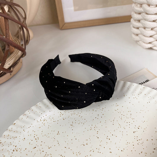 Diadema Vintage de Terciopelo con Lunares y Perlas Retorcida - Image 7