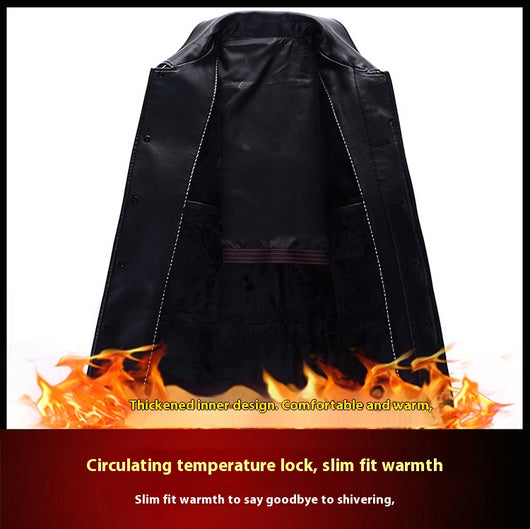 Chaqueta de Cuero para Hombre con Forro Térmico y Solapa - Image 12