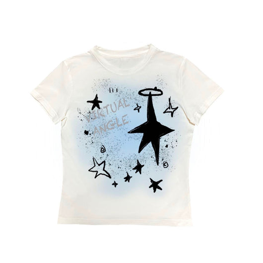 Camiseta Blanca Básica con Estrella Pintada a Mano - Image 8