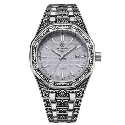 Reloj Mecánico Spiral Crown Negro para Hombre - Casual y Elegante - Image 4