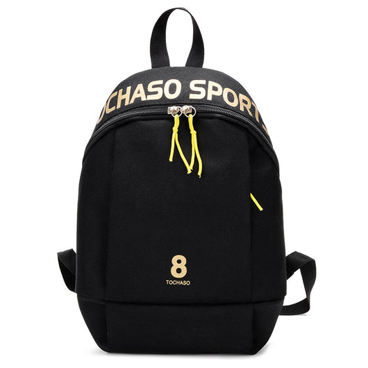 Light blue children's backpack with "TOCHASO SPORTS" text, a number 8, and yellow zipper pulls. - Image 5