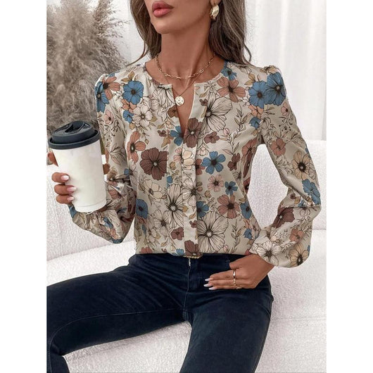 Blusa Elegante con Cuello Camisero y Estampado Floral - Image 5