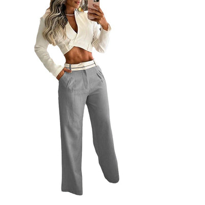 Traje Ejecutivo con Escote en V y Cintura Alta - Image 3