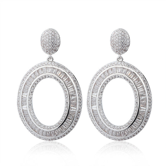 Aretes Redondos de Moda con Piedras de Cristal Incrustadas - Image 4