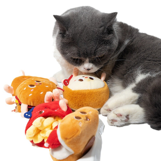 Juguete Mordedor para Gatos con Catnip - Hamburguesa y Pata de Pollo Resistente - Image 9