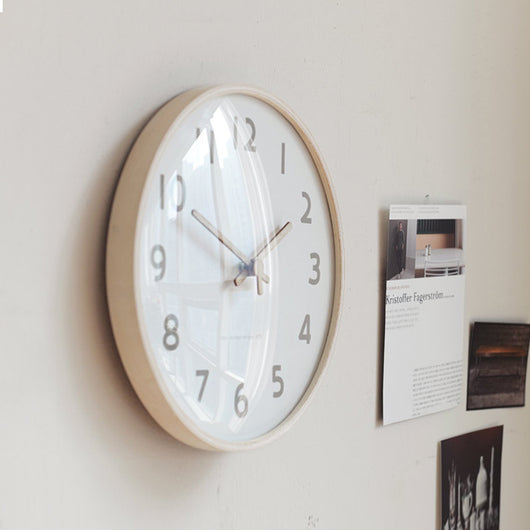 Reloj de Pared Nórdico Moderno 30cm Madera Maciza Silencioso