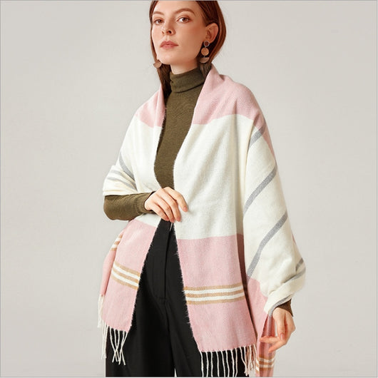 Bufanda Chal de Cashmere con Borlas - Abrigo Escocés Largo para Invierno - Image 22