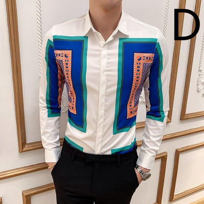 Camisa Baroque Slim Fit para Hombre - Diseño Party Estampado - Image 7