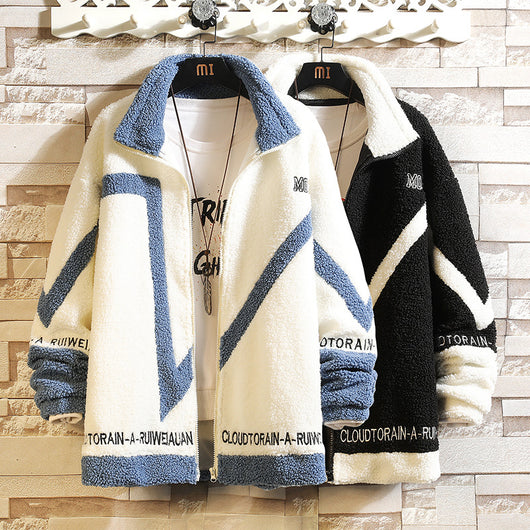 Chaqueta de Lana Cordero con Forro Polar para Hombre - Otoño e Invierno - Image 8
