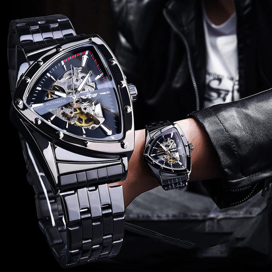 Reloj Mecánico de Hombre con Esfera Transparente y Diseño Hueco