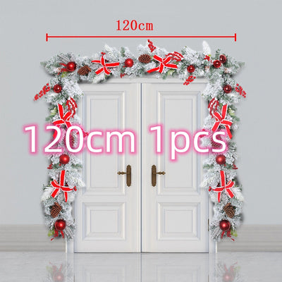 Corona Navideña Exterior con Efecto Nieve - Decoración Puerta Ratán Flocking - Image 16