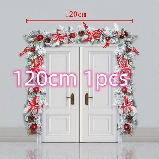 Corona Navideña Exterior con Efecto Nieve - Decoración Puerta Ratán Flocking - Image 16