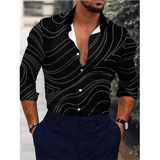 Camisa de Manga Larga con Estampado Degradado 3D - Image 15