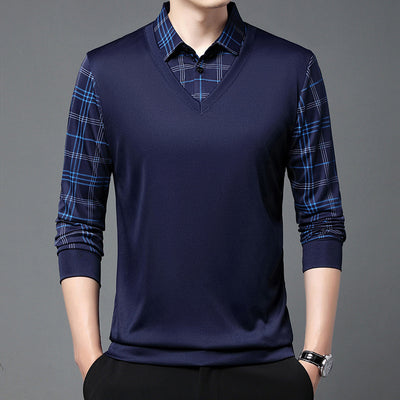 Suéter Tipo Camisa Falsa Dos Piezas para Hombre - Manga Larga Otoño - Image 15