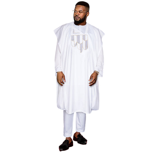 Conjunto de 3 Piezas Africano: Túnica, Pantalón y Accesorios Bordados - Image 5
