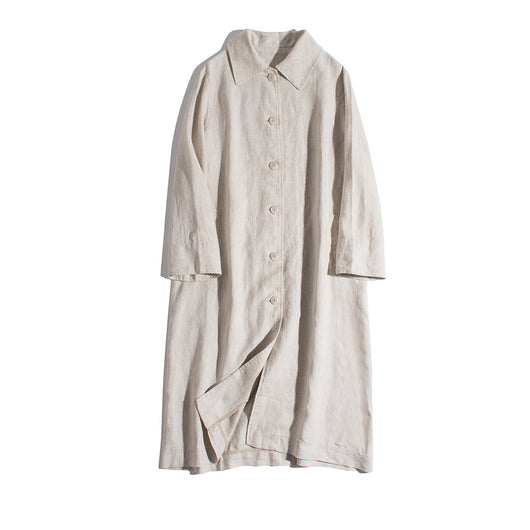 Abrigo Trench Coat de Algodón y Lino con Solapas Holgadas para Mujer - Image 3