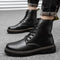 Botas Militares de Cuero Estilo Británico Negro para Hombre