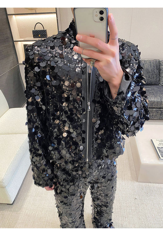 Conjunto de Traje Brillante para Hombre - Chaqueta y Pantalón Estilo Discoteca - Image 23