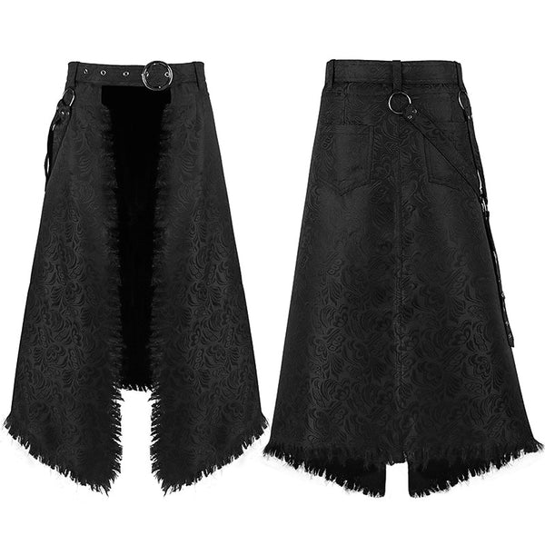 Falda Asimétrica Gótica Dark Rock Punk en Gris Ceniza