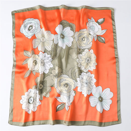 Pañuelo de Seda Estampado Floral Cuadrado para Mujer Primavera Verano - Image 8