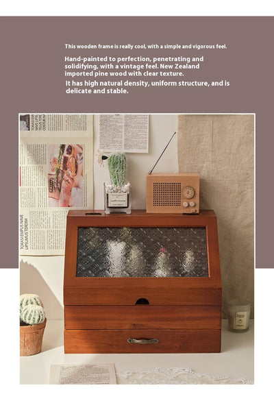 Gabinete de Almacenamiento Cosmético Vintage Madera con Doble Cajón - Image 15