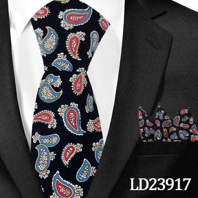Corbata Casual de Algodón con Estampado Floral 6cm + Pañuelo de Bolsillo - Image 47