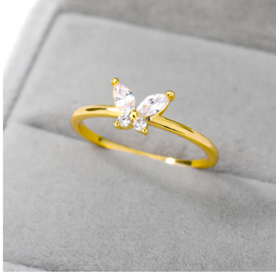 Anillo de Mariposa Chapado en Oro con Circonia Cúbica - Image 10