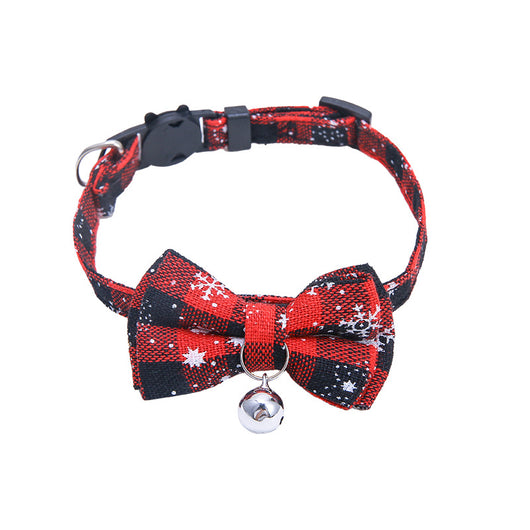 Collar Navideño de Cierre Rápido con Pajarita Cuadros para Perros y Gatos Pequeños - Image 9