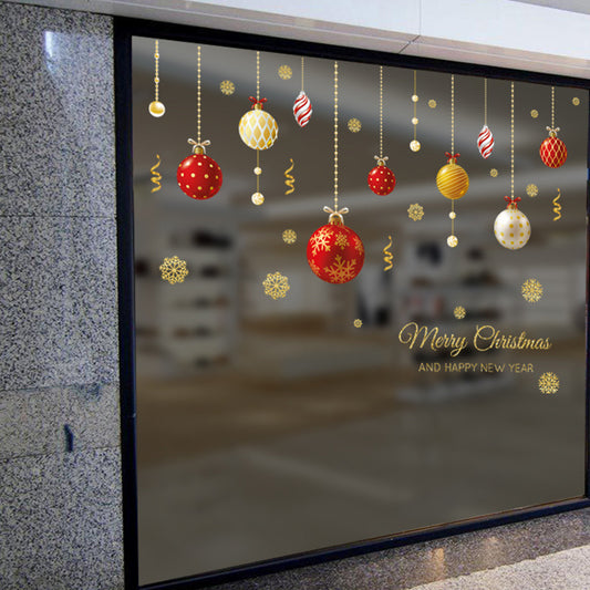 Adornos Navideños Dorados para Ventanas con Pegatinas de Esferas de Colores - Image 2