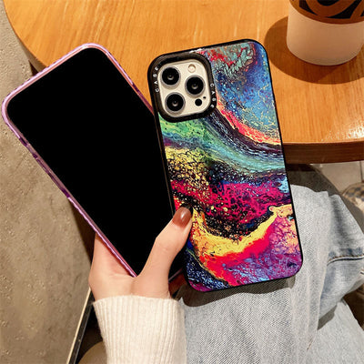 Funda iPhone 13 con Diseño de Pintura Abstracta Colorida - Image 2