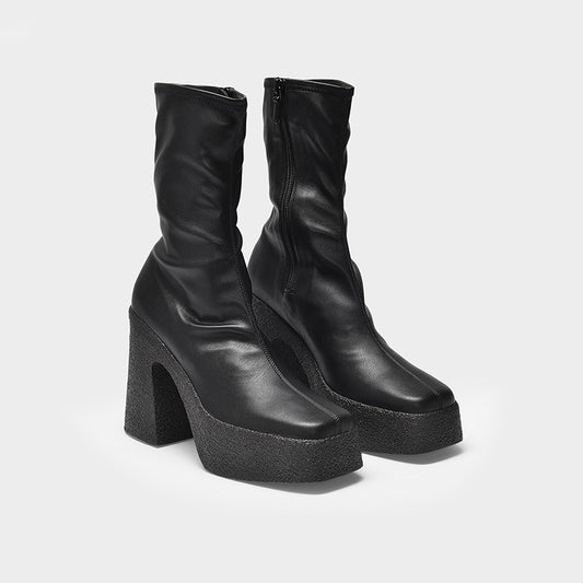 Botas Retro de Tacón Alto para Primavera y Otoño - Image 2