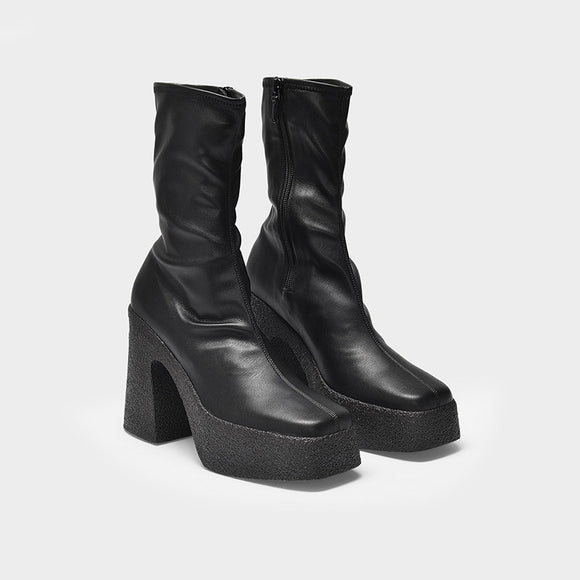 Botas Retro de Tacón Alto para Primavera y Otoño